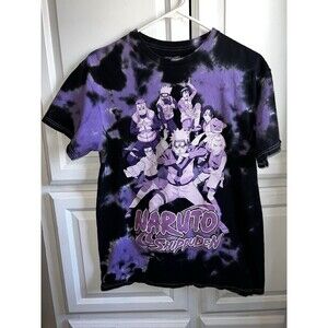 Naruto Shippuden T Shirt Mens Adult Medium Purple Tie Dye Graphic Short Sleeve